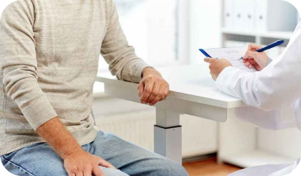 mężczyzna rozmawia z lekarzem